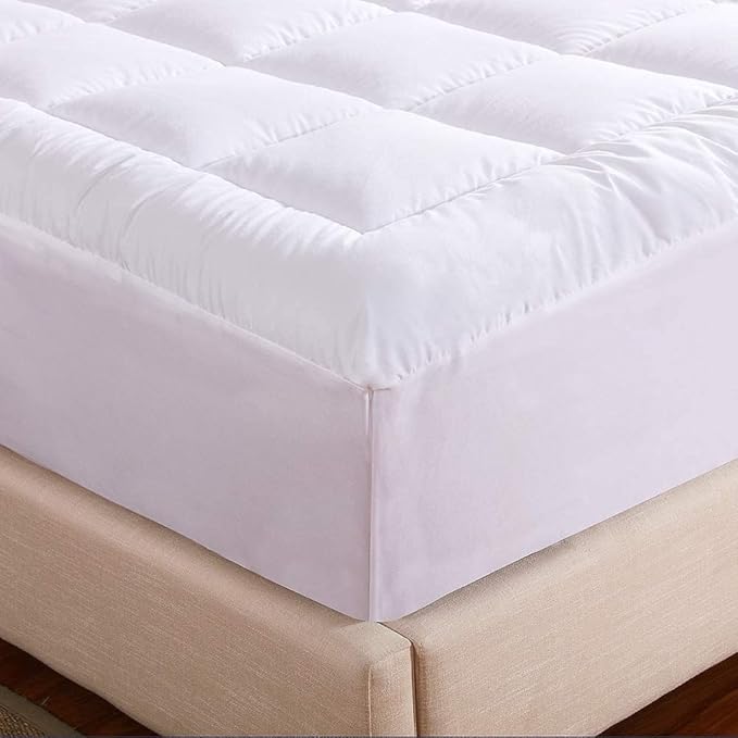 WhatsBedding Waterproof Mattress Pad Twin Size Cotton Top Down Alternative Filling Pillow Top Mattress Topper Cover-Fitted Quilted (Waterproof Twin)