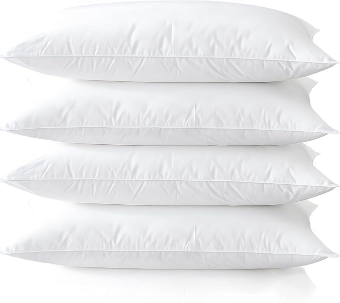 Acteb Medium Support Bed Pillows Standard Size Set of 4 Pack for Sleeping 20"x26", Hypoallergenic Skin Friendly Down Alternative Filling for Side Stomach Back Sleeper Machine Washable