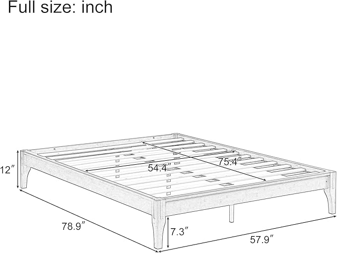 Merax Full Size Bamboo Platform Bed, Mid-Century Modern Bed Frame with Wood Slat Support, No Box Spring Needed, Easy Tool-Free Assembly, Natural