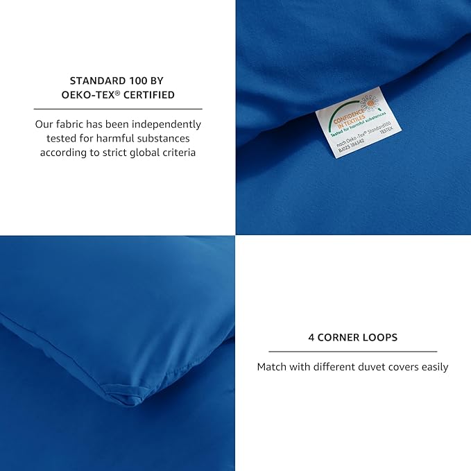 CozyLux Queen Comforter Set Classic Blue, 3 Pieces Solid Comforters Queen Size Breathable Bedding Sets, Luxury Soft Lightweight Bed Set with Down Alternative Comforter and 2 Pillowcases All Seasons
