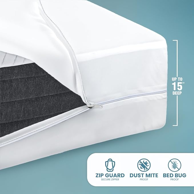 Utopia Bedding Mattress Protector Zippered Queen Size (Pack of 4), 100% Waterproof Bed Bug and Dust Mite Proof Mattress Encasement, Absorbent 6 Sided Mattress Cover
