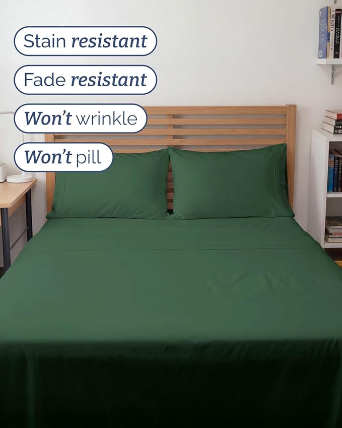 Full XL Bed Sheet - 4 Piece Full XL Bed Sheets Set - Ultra-Soft, Breathable & Cooling - Hotel Luxury Bedding for Women & Men w/ Deep Pockets - Wrinkle Free & Fade Resistant - Oeko-Tex - Emerald Green