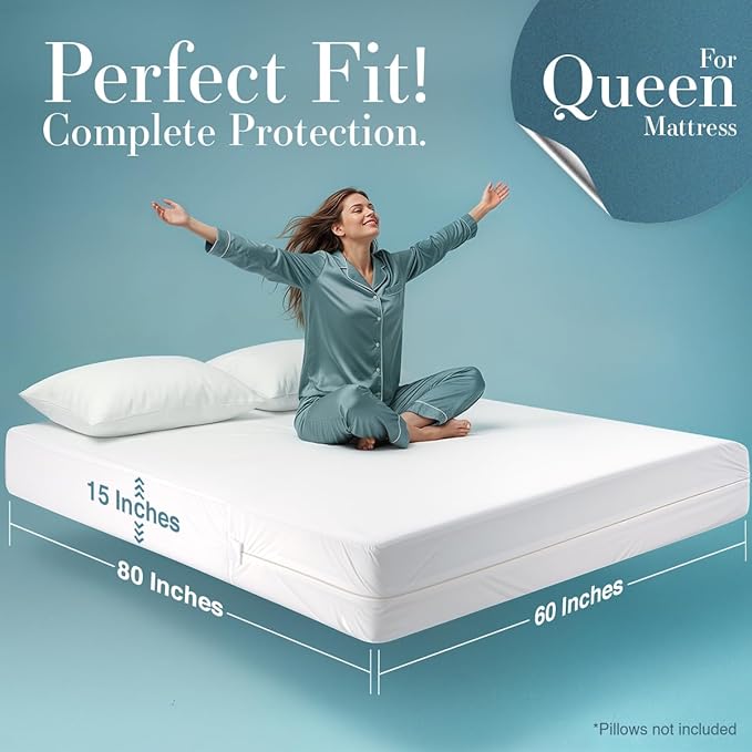 Utopia Bedding Queen Mattress Protector Zippered (Pack of 10), 100% Waterproof Bed Bug and Dust Mite Proof Mattress Encasement, Absorbent 6 Sided Mattress Cover