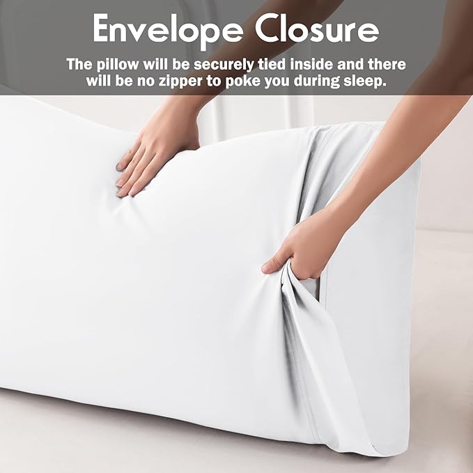 Pillowcases King Size 2 Pack, Cooling Viscose from Bamboo Pillow Cases with Envelope Closure, Cool & Breathable Pillow Cover for Hot Sleepers and Night Sweats, 20" x 40"