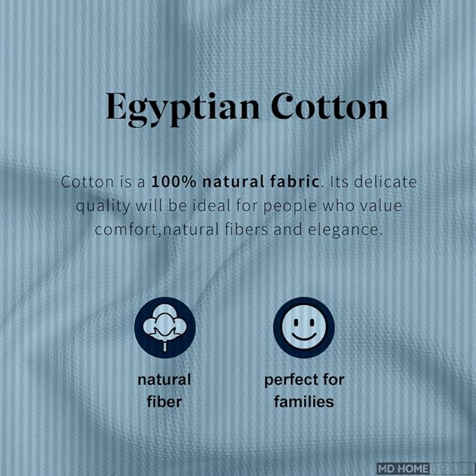 5 Piece Split Cal King Sheet Set, 100% Egyptian Cotton, 16 Inch Deep Pockets, Light Blue Stripe, Soft Cooling Sheets for Adjustable Beds, Sleep Number Beds, Split Cal King Mattress Sheet Set