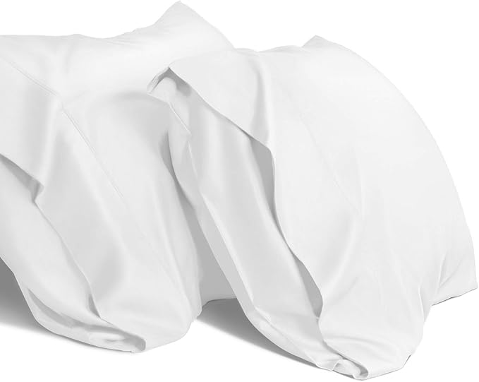 WishSmile Cooling King Pillowcases Set of 2 Breathable Cool Silky Soft Rayon Derived from Bamboo Fabric, Moisture Wicking for Hot Sleepers, Hair and Skin Friendly, White, 2 Pack, 20x36IN