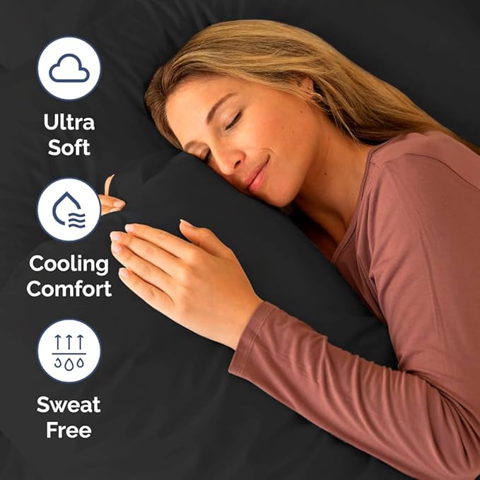 Short Queen Size 4 Piece Sheet Set - RV Short Queen, Ultra-Soft, Breathable & Cooling Bed Sheets Set with Deep Pockets - Hotel Luxury Bedding for Women & Men - Wrinkle Free & Fade Resistant - Black