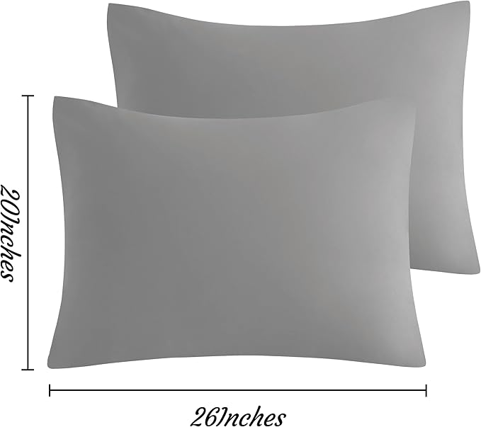NTBAY Standard Pillow Cases Set of 2, 2 Pack Brushed Microfiber 20x26 Pillow Cases, Soft, Wrinkle, Fade, Stain Resistant Smoke Grey Pillow Cases with Envelope Closure, 20x26 Inches, Smoke Grey