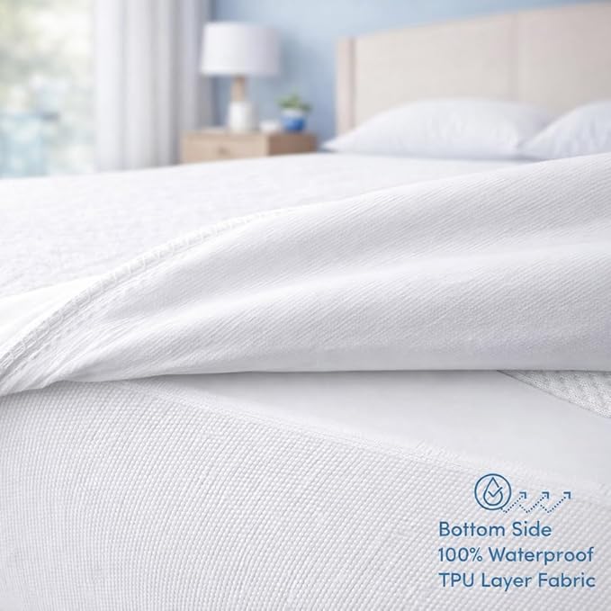 Comfort Beddings 100% Organic Cotton Mattress Protector King Size Mattress Cover 250GSM, Waterproof, Fitted Bed Cover Protector with 8"-18" Deep Pocket