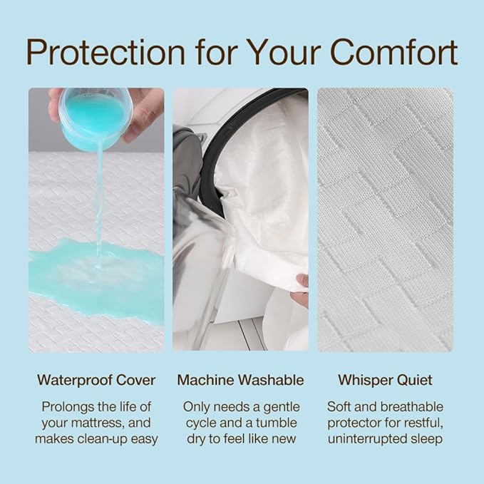 Coop Home Goods Ultra-Cool Waterproof Mattress Protector, Cal King, Cooling Mattress Protector, Machine Washable Cooling Bed Cover, Whisper Quiet Waterproof Bed Cover, Cal King (72x84)