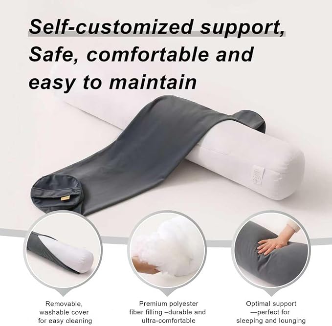 Body Pillow for Adults,Long Round Pillow,Big Cylindrical Pillow,Large Full Bolster Pillows for Side Sleepers (Charcoal Gray, 47.24"*7.87")