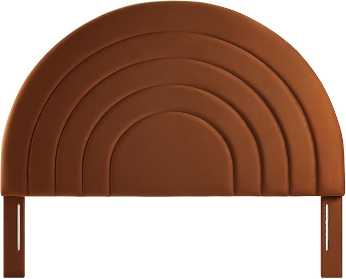 Modway Solana Soft Arch Shaped Round Full Headboard in Rust – Upholstered Headboard – Stain-Resistant Performance Velvet Headboard for Full Size Beds