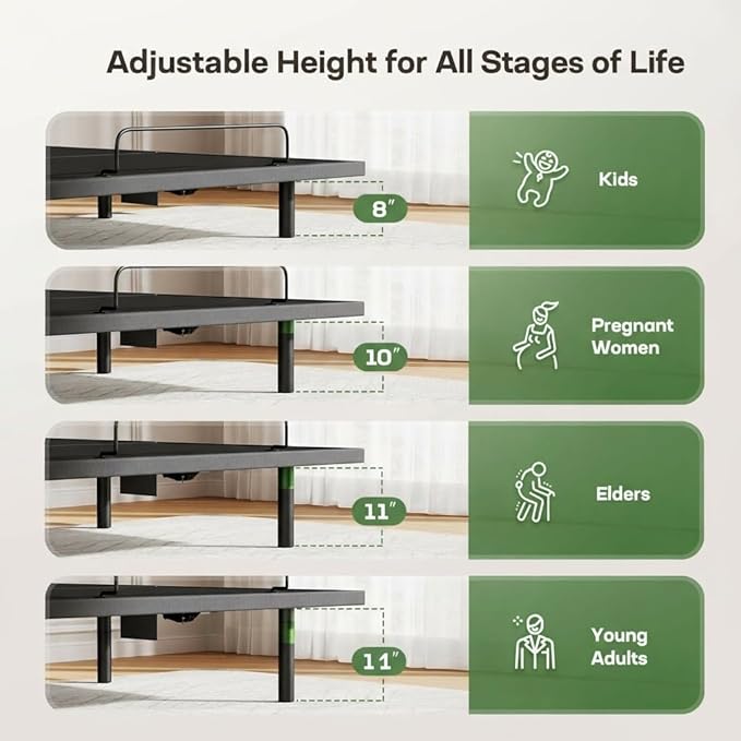 Marsail MS01 Queen Adjustable Bed Set with 6-Inch Gel Memory Foam,Includes Adjustable Bed Base Featuring Wireless Remote Control, Under-Bed Nightlight, and 4 Height Options