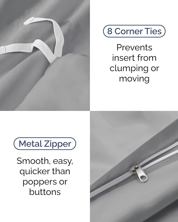 Duvet Cover Twin/Twin XL Size Set - Extra Soft Twin/Twin XL Duvet Cover 68" x 90" with 1 Pillow Sham - Hotel Luxury, Easy Care, Fade Free w/ Zipper Closures & Ties - Comfy & Breathable (Steel Blue)