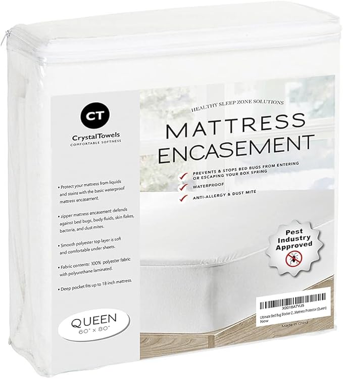 Waterproof Mattress Protector Queen Size - 6-Sided Zippered Mattress Encasement, Breathable Fabric Cover, Machine Washable, Fits Queen Mattress 60 x 80 Inches, Up to 16" Deep