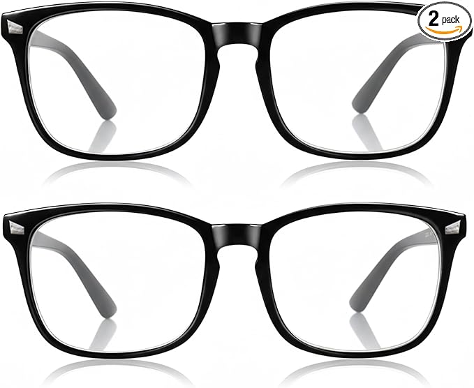 2 Packs Professional Sleep Glasses with 97.6% Blue Light Blocking Dual AR Coatings Clear Lens, Computer Gaming Glasses for Men Women, Anti Fatigue & Eye Strain