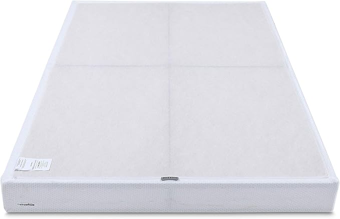 Amazon Basics Sturdy Smart Box Spring Bed Base, 5-Inch Height Mattress Foundation, Strong Support for All Mattress Types, Tool-Free Easy Assembly, Twin, 74" x 38" x 5", White