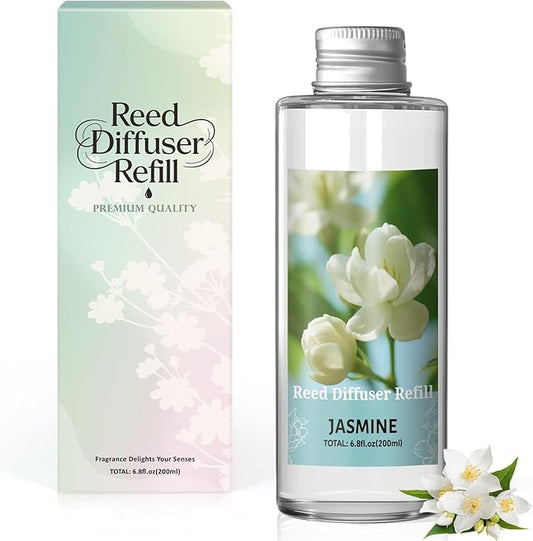 SCENTORINI Reed Diffuser Oil Refill, Jasmine Diffuser Oil 6.76 Fl Oz, Natural Scented Essential Oil Refill Long Lasting Summer Home Fragrance for Room Spa Aromatherapy Bathroom Home Decor