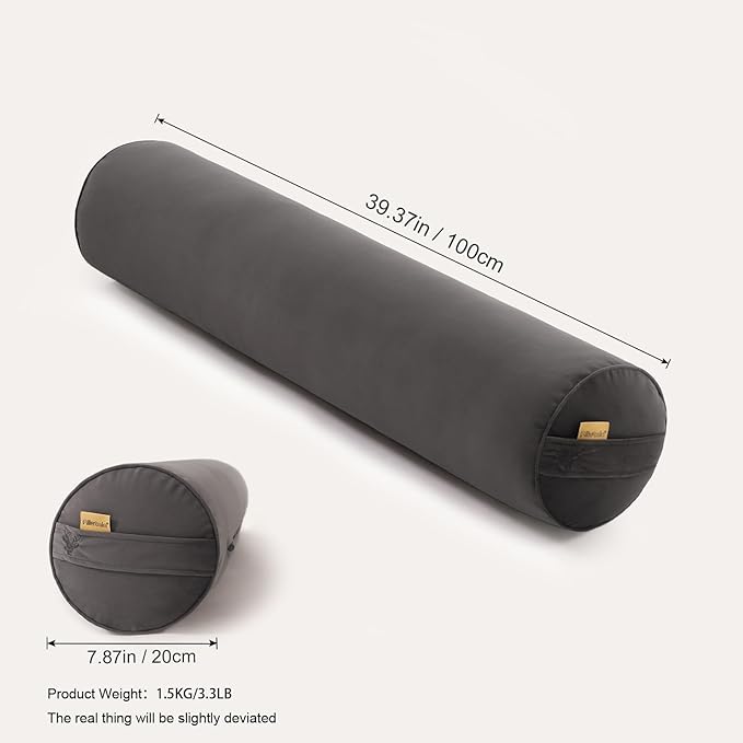 Body Pillow for Adults,Long Round Pillow,Big Cylindrical Pillow,Large Full Bolster Pillows for Side Sleepers (Steel Gray, 39.37"*7.87")
