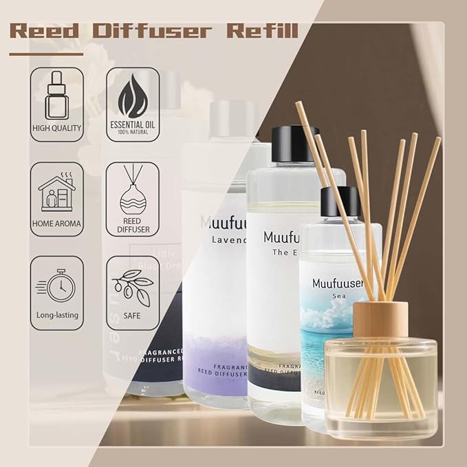 Reed Diffuser Refill 400ml, Scented Oil Refill for Home Fragrance, Long-Lasting Aromatherapy Oils for Reed Diffuser Sticks, Clean Formula with Premium Fragrance Oils, 13.5 Fl Oz (24 Scents