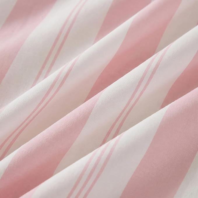 Merryword Pink Striped Pillowcases, 100% Cotton Pillow Cases, King Size Pillowcases, Luxury Linen Like Pillowcase, Soft Breathable Stripe Pillow Covers, Set of 2