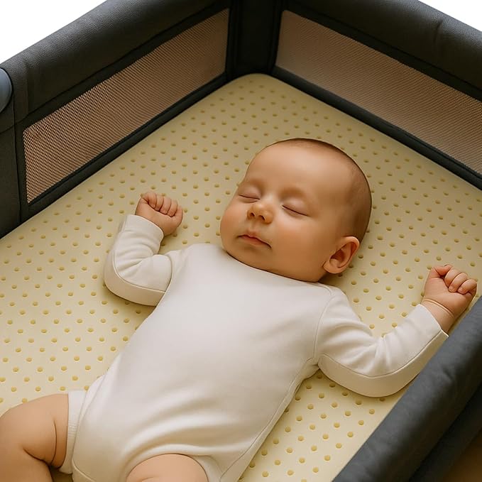 3” Inch Latex Organic Crib and Toddler Bed Mattress Topper with Australian Wool Cover (Portable Crib, 36"x26"), GOLS Certified, Hypoallergenic and Breathable, Soft and Cooling, Made in USA