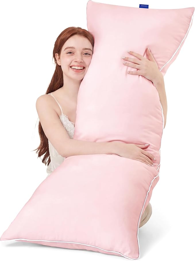 YZ HOME Memory Foam Body Pillow Insert - Full Body Pillow for Adults - Soft Large Long Bed Pillow for Side Sleeper (Pink, 20 Inchx54 Inch)