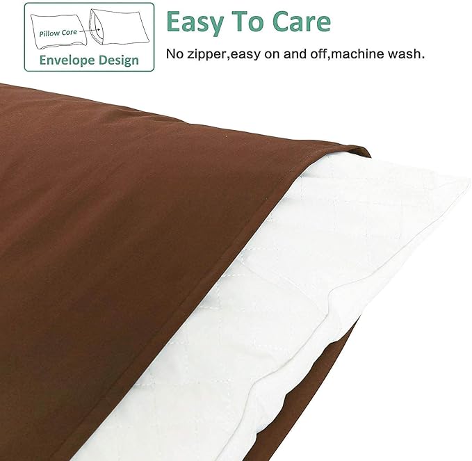 NTBAY Standard Pillowcase Set - 2 Pack Brushed Microfiber 20x26 Pillowcases - Soft, Wrinkle-Free, Fade-Resistant, Stain-Resistant, Brown Pillowcases with Envelope Closure - 20x26 Inches, Brown