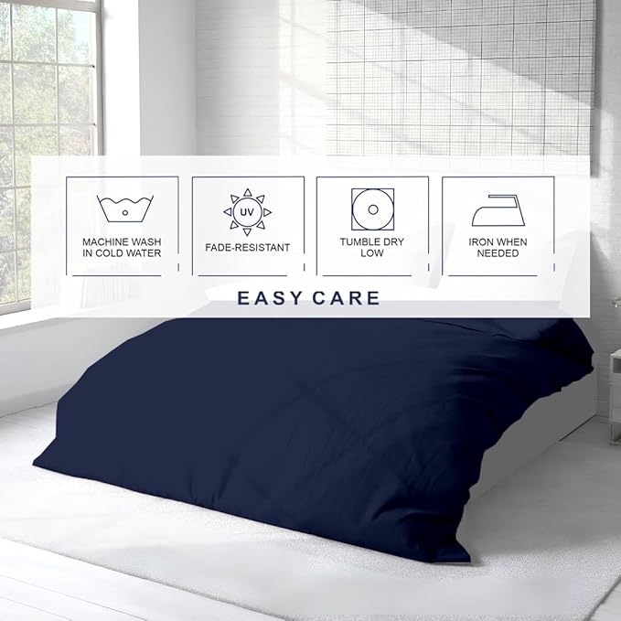 Kotton Culture 3 Pc 120"x120" Duvet Cover Set Super King Plus/Super Oversize King 100% Egyptian Cotton - 600 TC Comforter Cover, Zipper Closure & Corner Ties - Fits Only Extra Large Inserts -Navy Blue
