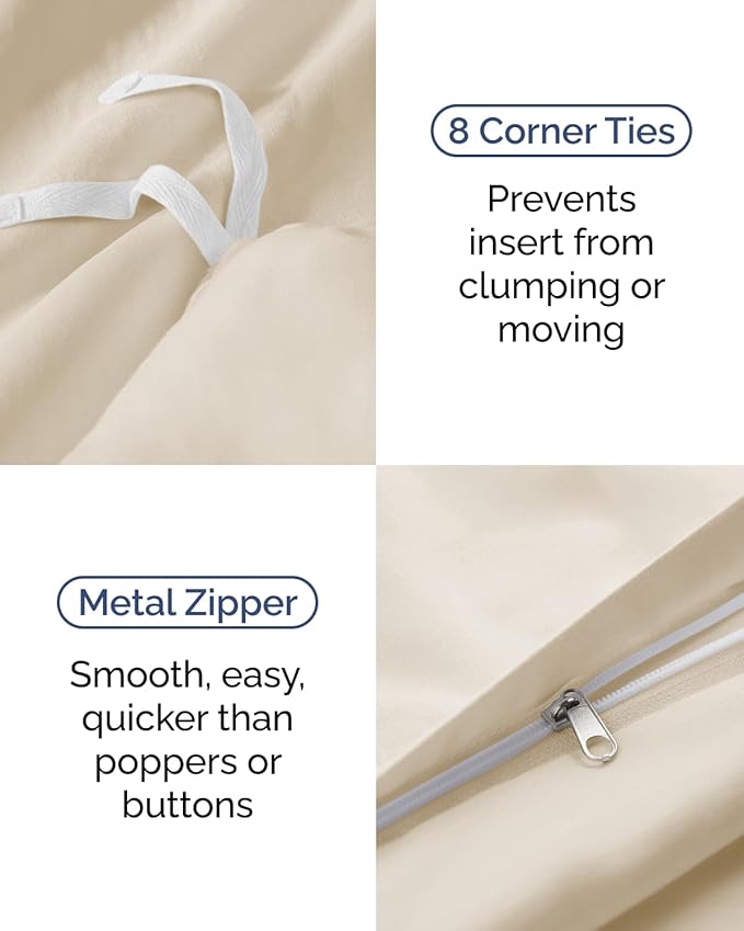 Duvet Cover Twin/Twin XL Size Set - Extra Soft Twin/Twin XL Duvet Cover 68" x 90" with 1 Pillow Sham - Hotel Luxury, Easy Care, Fade Free with Zipper Closures & Ties - Comfy & Breathable (Off White)