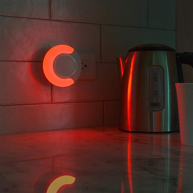 emagine A Sleep Aid Red Night Light Outlet Plug in with Dusk to Dawn Auto Sensor, Low Blue LED Promotes melatonin Production and Healthy Sleep, ON-Off-Auto Toggle, 2-Pack
