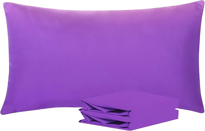 NTBAY King Pillowcase Set - 2 Pack Brushed Microfiber 20x36 Pillowcases - Soft, Wrinkle-Free, Fade-Resistant, Stain-Resistant, Purple Pillowcases with Envelope Closure - 20x36 Inches, Purple