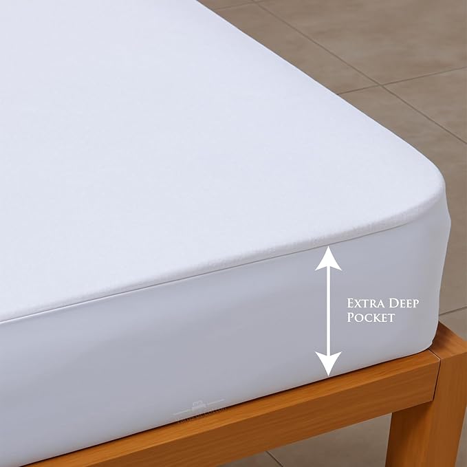Cot Mattress Protector 25"x75" Waterproof, Terry Soft and Noiseless Mattress Protector Perfect for Daybed 25" X 75" Mattress/Narrow Twin/Cot Size/Rv Bunk/Camping Cot (White)