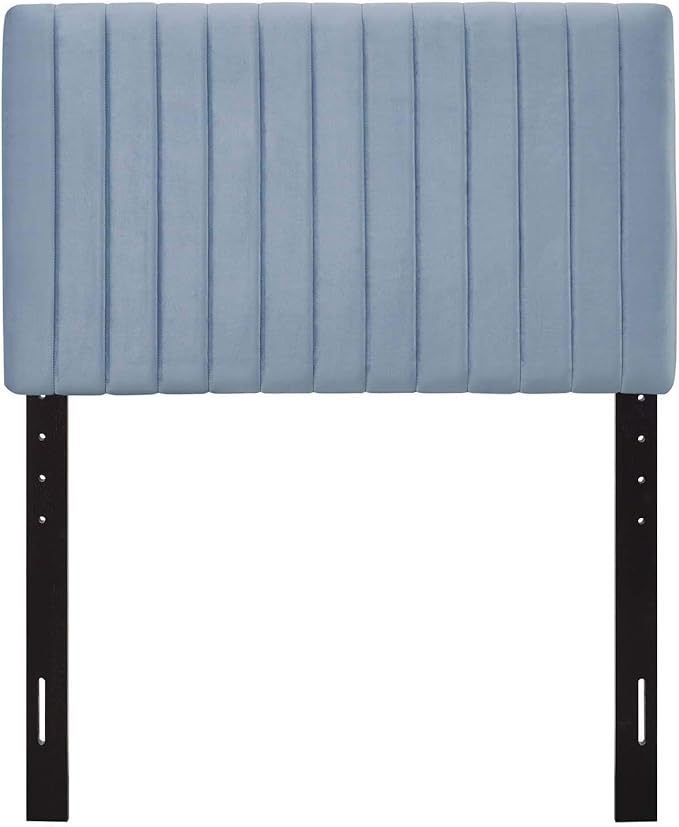 Modway Keira Channel Tufted Performance Velvet Upholstered Twin Headboard in Light Blue