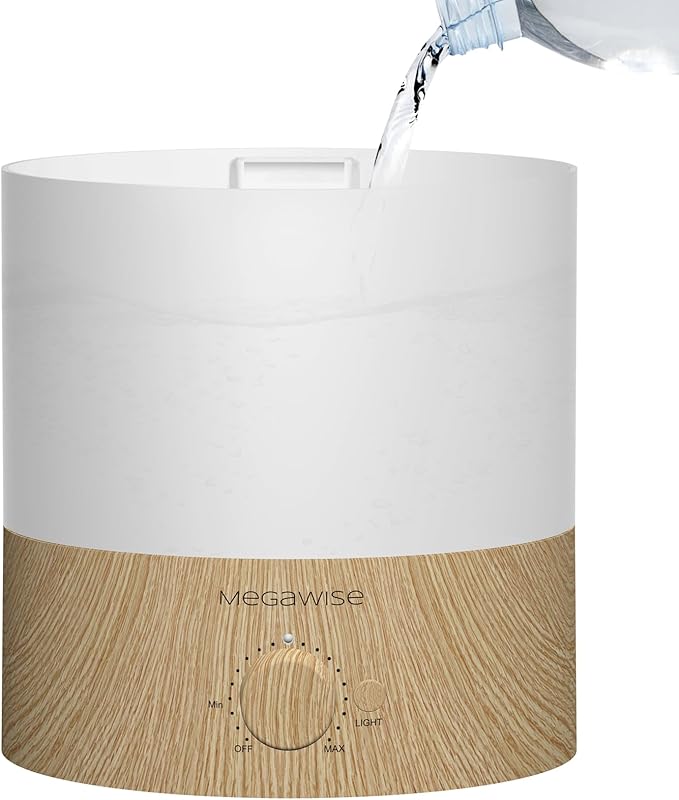 MEGAWISE 2 Pack1.8L Cool Mist Humidifier 2-Pack with 7 Color LED Lights, Adjustable Mist, Quiet Ultrasonic Humidifiers for Bedroom & Home