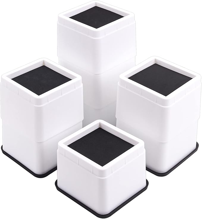 BTSD-home Bed Risers 3 or 6 Inch Heavy Duty Stackable Furniture Risers for Sofas Table Couch Chair Bed Raisers Set of 8 White