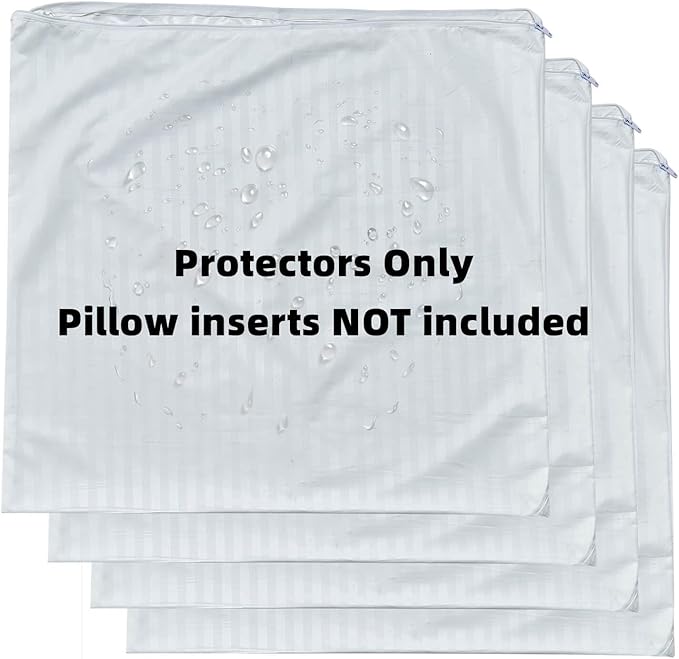 4 Pack Feather Proof Pillow Protectors 20x20 Waterproof Cover for Goose Down Square Throw Pillows