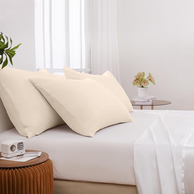Pillowcases King 12 Pack, 20x36 Pillow Cases with Envelope Closure, Soft Plain Brushed Microfiber Covers Breathable Wrinkle-Resistant, Beige