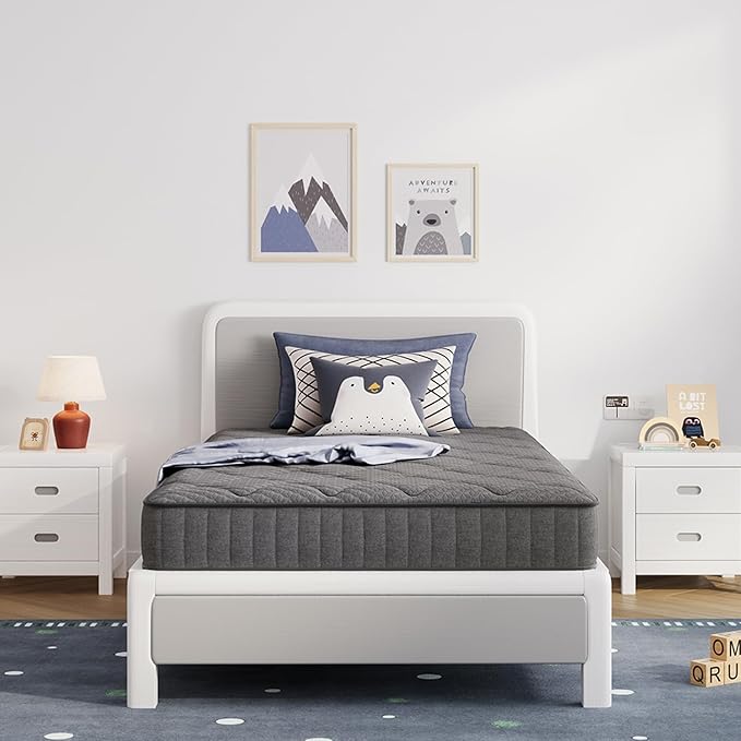 Avenco Twin Mattress, 8 Inch Twin Size Mattress in a Box, Medium Firm Hybrid Mattresses with Smarts™ Coil and Gel Memory Foam for Cool Night Sleep & Pressure Relief, CertiPUR-US Certified