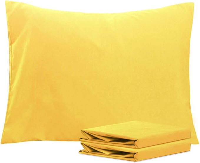 NTBAY Standard Pillowcase Set - 2 Pack Brushed Microfiber 20x26 Pillowcases - Soft, Wrinkle-Free, Fade-Resistant, Stain-Resistant, Yellow Pillowcases with Envelope Closure - 20x26 Inches, Yellow