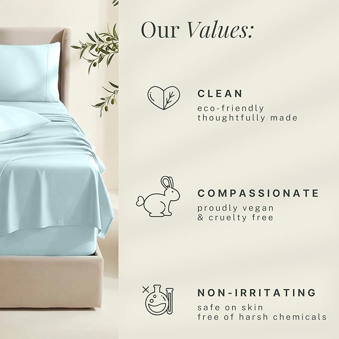 Hearth & Harbor Extra Deep Pocket Sheets - Fits Mattress 18-24 Inches Deep - Extra Deep Pocket Twin XL Sheets Sets - 4 Piece Twin XL Size - Aqua Blue