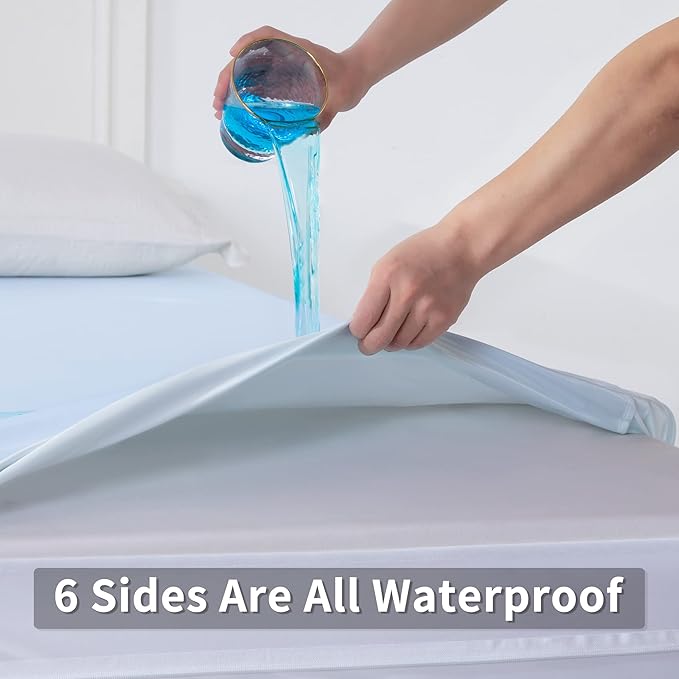 JET'S HOME King Zippered Mattress Encasement - 6 Sided Waterproof Mattress Protector with Zipper - Machine Washable Mattress Cover Fits 10-15 Inches