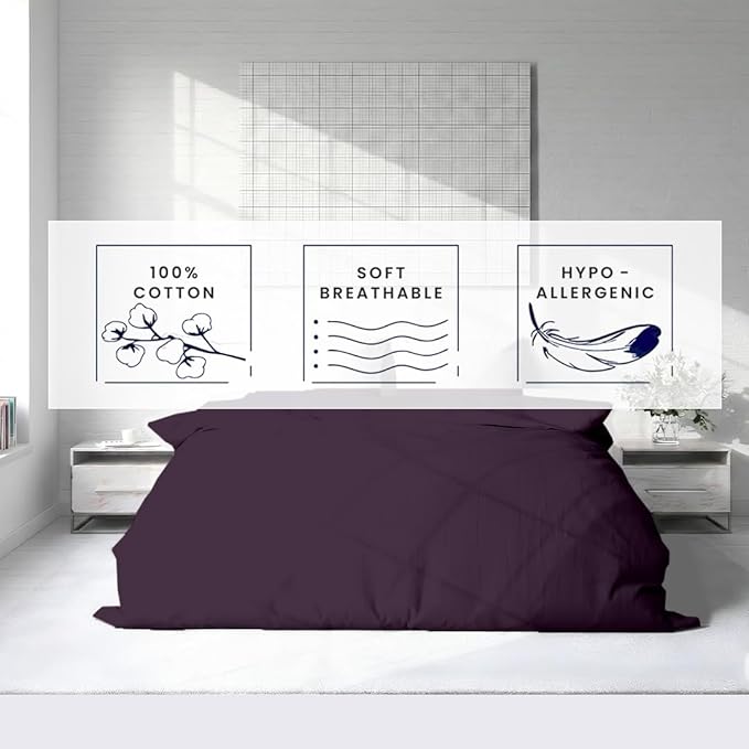 Kotton Culture 1 Pc 120" x 98" Duvet Cover Oversized King 100% Egyptian Cotton - 600 Thread Count Comforter Cover, Zipper Closure & Corner Ties - Fits Large King Inserts - Plum