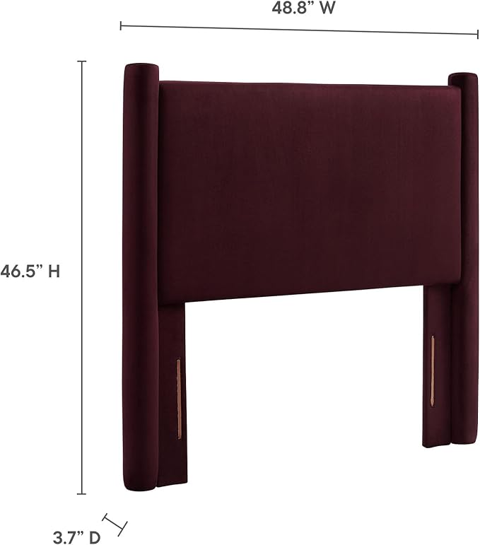 Modway Rael Twin Upholstered Headboard with Pillars in Mulberry – Velvet Headboard – Stain-Resistant Performance Velvet Headboard for Twin Beds