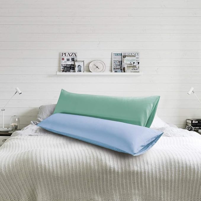 FLXXIE Body Pillow Cover - Super Soft Microfiber 20x54 Body Pillow Case - Envelope Closure, Wrinkle, Stain Resistant 20x54 Long Pillowcase, Sky Blue