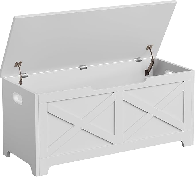 GarveeHome 39.4 in Storage Chest, Wooden Storage Bench with Safety Hinges, Easy Assembly, Large Shoe Bench for Entryway, Living Room, Bedroom