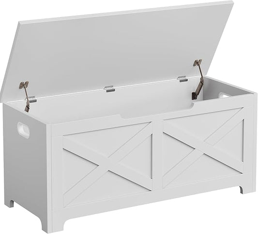 GarveeHome 39.4 in Storage Chest, Wooden Storage Bench with Safety Hinges, Easy Assembly, Large Shoe Bench for Entryway, Living Room, Bedroom