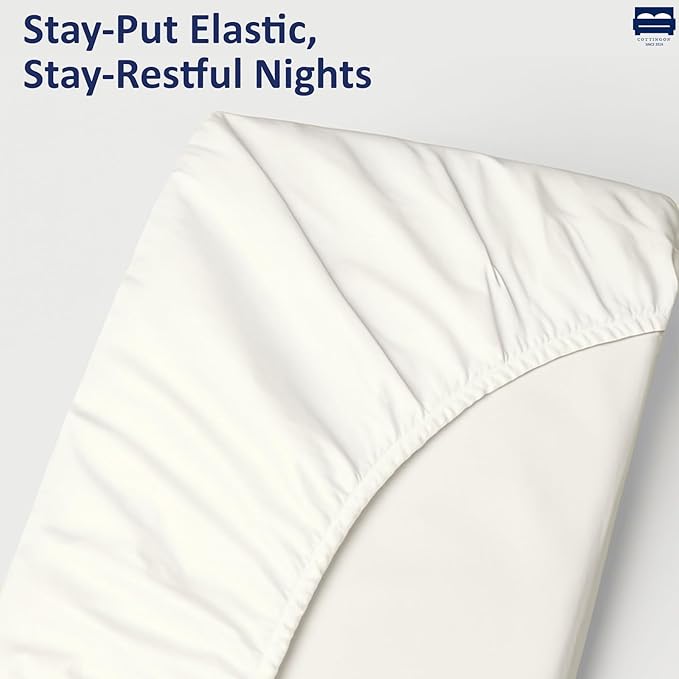 Cot Size 33" x 75" Fitted Sheet, 100% Egyptian Cotton, Perfect for Camp Bunk Beds/RVs/Guest Beds/Army Cots/Replacement Mattress (Ivory)