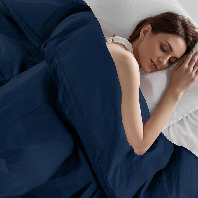 NEXHOME PRO Duvet Cover Set 100% Washed Cotton Oversized Queen 98"x98", Organic Natural Linen Look Textured 3 Pieces Bedding Set with Zipper Closure, Breathable (No Comforter) 9898