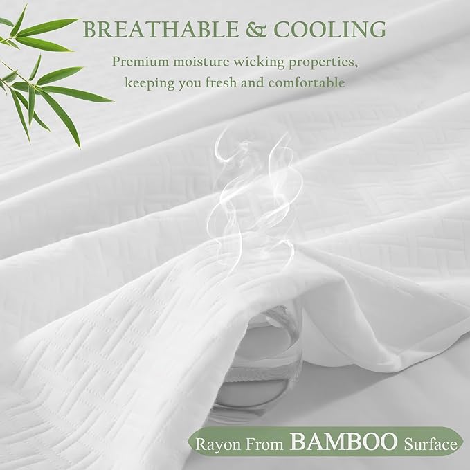 Waterproof Mattress Protector Twin Extra Long Size – Premium Bamboo Viscose, Cooling & Breathable Noiseless Mattress Bed Cover, Deep Pocket 8"-21", Hypoallergenic Mattress Bed Pad, Machine Washable